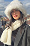 Women's White Plush Fur Bucket Hat Neck Collar Set |   2-Piece Trend Set - 4