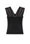 Pleated Tulle Detailed Sleeveless Knit Blouse - 5