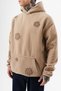 Men's Süzene Embroidery Detailed Hooded Oversized Fleece Hoodie Beige - 4