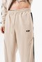 Men's Diagonel Baggy Sweatpants with Dirty Stitch Detail Beige - 5