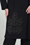 Steel Fabric Stone Detailed Long Coat - 3