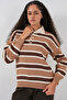 Women's Striped Polo Neck Knit Sweater 1313 - Mink - 4