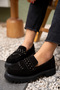 Charles Black Suede Women's Trock Tassel Detailed Genuine Leather Loafer - 3
