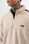 Men's Half-Zip Diagonel Sweatshirt with Dirty Stitch Detail Beige - 5