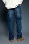 Men's Front Seam Detailed Washed Baggy Jeans Dark Blue - 5