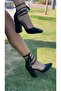 New Stringed Black Leather Heeled Shoes