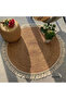 OneDcor Round Handwoven Jute Braided Area Rug - Rustic Beige, Reversible (120 cm)