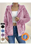 Plush Long Sleeve Hooded Cardigan with Kangaroo Pocket Oversized Winter