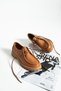 Clara Women's Lace-Up Genuine Leather Loafer Tan - 3