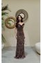 Brown Strapless Otriş Detailed Embroidered Evening Dress - 2