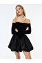 Off-The-Shoulder Long Sleeve Velvet Mini Balloon Dress - 5