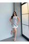 Women's Skirt with Pleated Detail Atlas Fabric Sleeveless Dress - 3