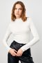 Women's Cream Burgundy Black White 4-Piece Half Turtleneck Basic Bodysuit - 3