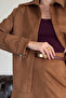 Suede Shirt with Zipper Sleeves - Taba - 2