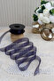 Navy Blue Hilton Striped Chiffon Ribbon 2.5 cm 20 Meters - Bohça, Wedding, Engagement, Dowry, Gift, Decoration, Party - 2