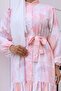 Women's Patterned Long Hijab Dress 1319 - Powder - 3
