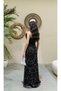 Black Strapless Otriş Detailed Embroidered Evening Dress - 6