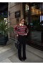 Women's Polo Neck Buttoned Striped Sweater - 5