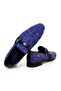 Blue Color Laceless Genuine Leather Beaded Men's Shoes - 2