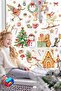 Geese and Cute Animals Double-Sided Printed New Year Themed Glass Wall Door Sticker Set