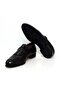 Black Color Laceless Genuine Leather Men's Shoes - 3