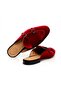 Burgundy Color Laceless Genuine Leather Velvet Half Shoes - 2