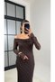 Acı Kahve Madonna Collar Lace Maxi Dress - 1426 - 3