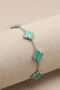 Green Malachite Stone Petal Leaf Model Striped Women's Steel Bracelet - 2