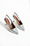 Arya Women's Silver Thin Heeled Slingback Stylish Heeled Shoes - 4