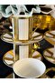 6 Person Gold Engraved Porcelain Coffee Cup Set 90 ml (Rsy247) - 4