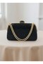 Black Color Stone Chain Detailed Chain Handle Women's Evening Dress Bag Wedding Engagement Graduation - 6