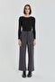 Knitted Elastic Waist Wide Leg Trousers Smoked