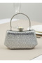 Silver Color Stone Chain Detailed Chain Handle Women's Evening Dress Bag - 3