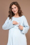 Women's Blue Spanish Sleeve K Double-Breasted Collar Winter Special Design Maternity Maternity Dressing Gown Pajama Set Set - 4