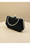Black Color Stone Chain Detailed Chain Handle Women's Evening Dress Bag - 5
