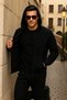 Men's Winter Hooded Black Zippered Oversized Sweat - 4