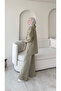 Women's Stone Shawl Collar Double Scuba Suit M7083 - Green - 4