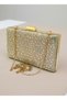 Gold Gold Crystal Stone Chain Handle Women's Evening Dress Bag Wedding Engagement Graduation - 2