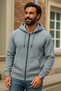 Men's Winter Gray Oversized Long Cardigan Sweatshirt - 2