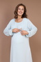 Women's Blue Double-Breasted Collar Winter Design Full Length 100% Cotton Maternity Pajamas Nightgown Set - 2