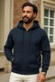 Men's Winter Navy Blue Oversized Long Cardigan Sweatshirt - 2