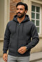 Men's Winter Anthracite Oversized Long Cardigan Sweatshirt - 2