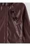 Alita City Lcw Kids Burgundy Faux Leather Floral Loose & Baggy Girls' Leather Look Jacket with a Difference - 3