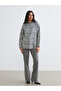 Gray Crew Neck Striped Oversized Women's Knitwear Sweater from Plus-Store - 2