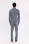 Mock Neck Full Zippered Mercerized Textured Comfortable Fit Tracksuit Set with Striped Detail Zippered Pockets - 3