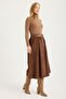 Velvet 2-Pocket Belted Pleated Skirt - 3
