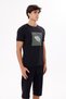 Silhouette of Printed Bicycles on a Square Grid Floor Comfortable Fit Short Sleeve T-Shirt - 5