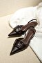 Nicole Bitter Brown Leather Buckle Women's Heeled Shoes - 4