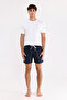 Logo Striped Detail Zippered Pocket Drawstring Elastic Waist Quick Dry Matte Surface Short Leg Sea Shoes - 6
