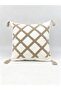 Single Punch Embroidered 100% Cotton White Fabric Throw Pillow Cover - 3